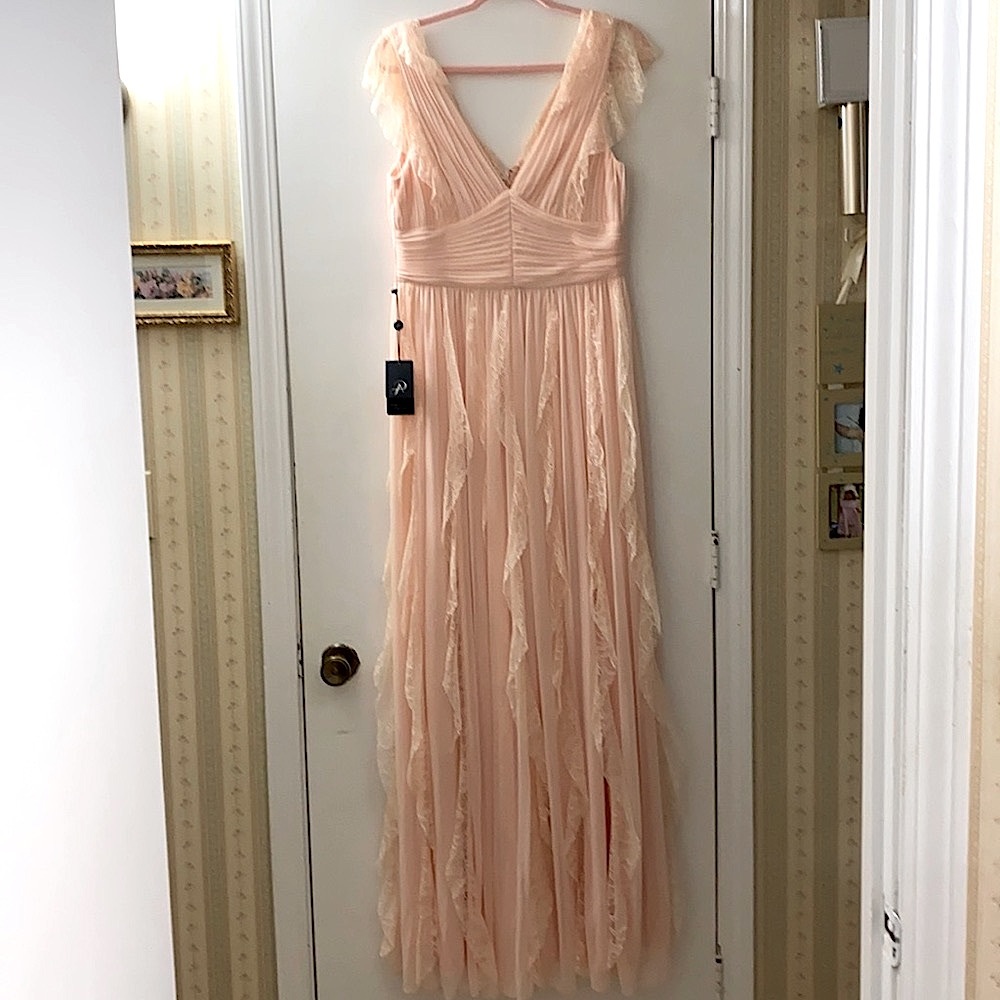 Formal Dress by Adrianna Papell Lace Tulle Ruffle Gown (Final Price) NWT